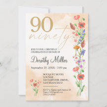 Invitación para el 90 cumpleaños de la suave flor 