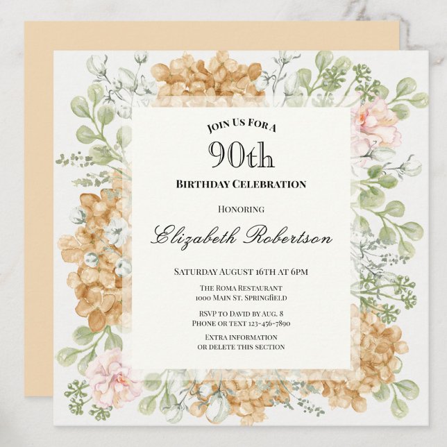 Invitación para el 90 cumpleaños en elegantes colo (Subido por el creador)