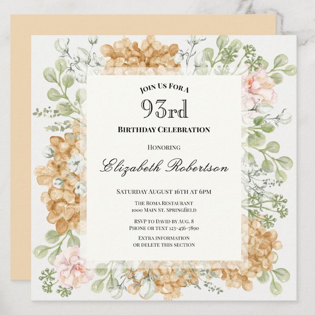 Invitación para el 93 cumpleaños en elegantes colo (Subido por el creador)