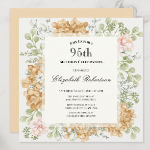 Invitación para el 95 cumpleaños en elegantes colo