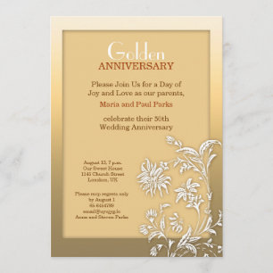 invitación para el aniversario del boda de oro