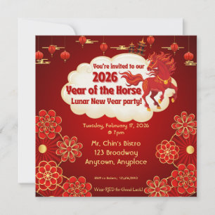 Invitación para el Año Nuevo Chino del Caballo