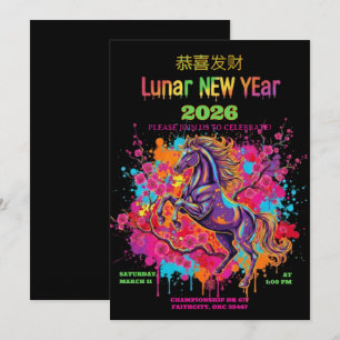 Invitación para el Año Nuevo Lunar del Caballo Flo