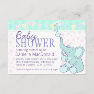 Invitación para el baño con ducha de elefante