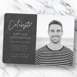 Invitación Para él, celebración de la vida moderna foto simpl