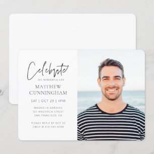 Invitación Para él, celebración de la vida moderna foto simpl