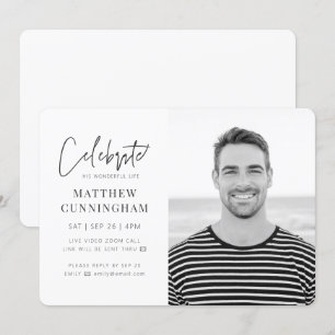 Invitación Para él, celebración virtual de la vida moderna fo