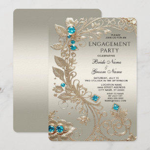 Invitación para el compromiso de Gold Blue Stone