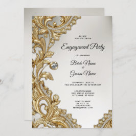 Invitación para el compromiso de oro decorativo