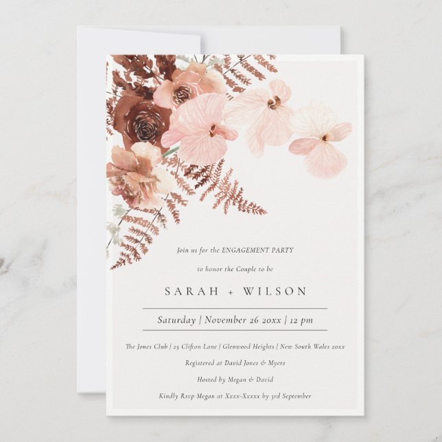 Invitación para el compromiso de orquídeas de Rubo (Anverso)