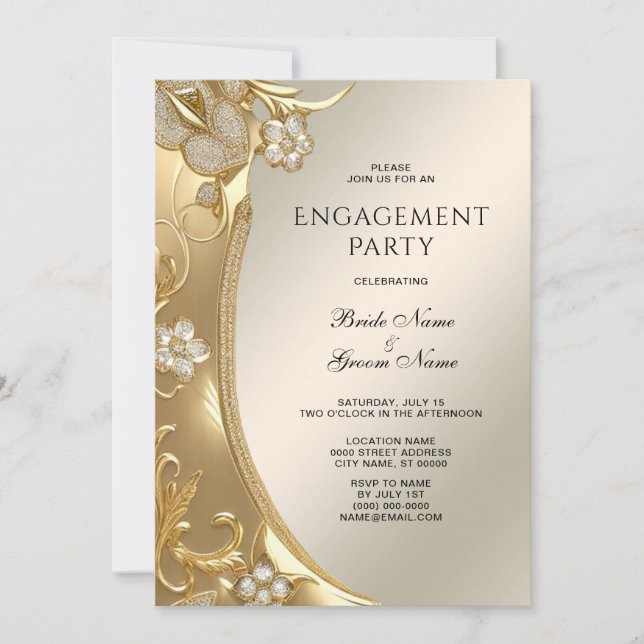 Invitación para el compromiso floral con ornato de (Anverso)