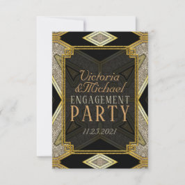 Invitación para el compromiso negro con el oro del