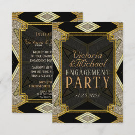 Invitación para el compromiso negro con el oro del