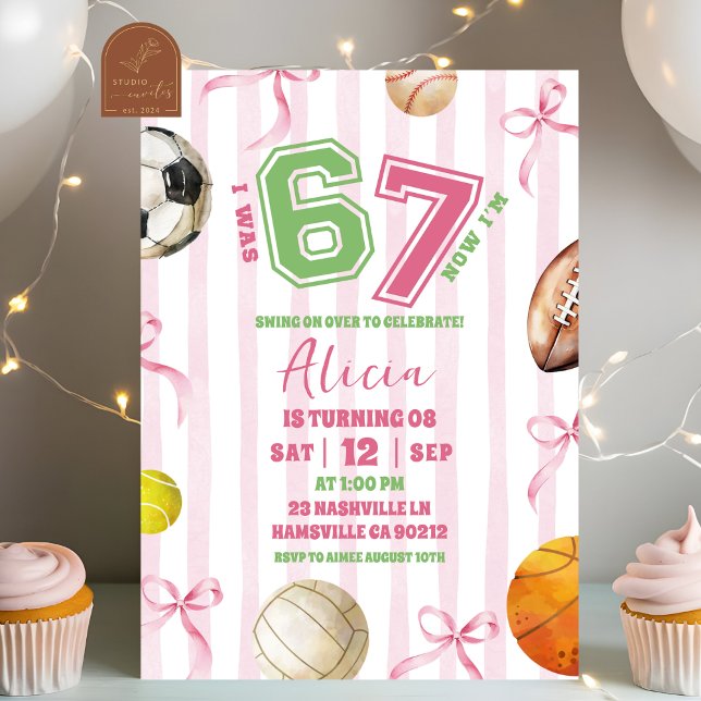 Invitación para el cumpleaños 67 de Bow Girl Sport (Subido por el creador)