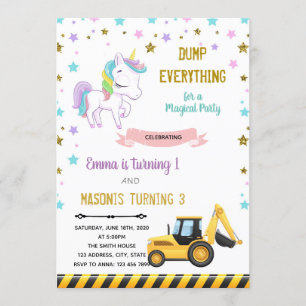 invitación para el cumpleaños conjunto de camiones