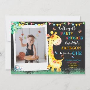 Invitación para el cumpleaños de Giraffe Invitació