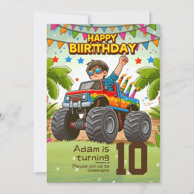 Invitación para el cumpleaños de los niños: Monste (Anverso)