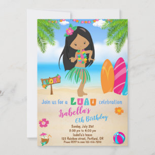 Invitación para el cumpleaños de Luau Invitación d