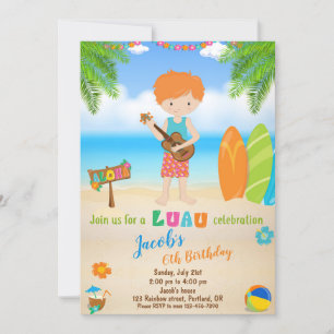 Invitación para el cumpleaños de Luau Invitación d