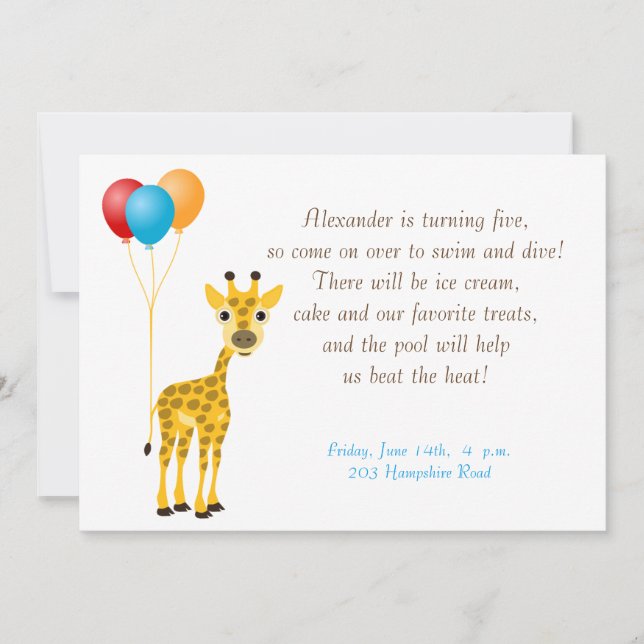 Invitación para el cumpleaños de niños (Anverso)