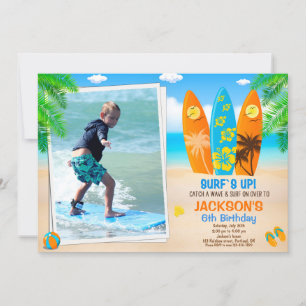 Invitación para el cumpleaños de Surfing