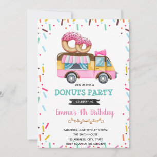 Invitación para el cumpleaños del camión de donut