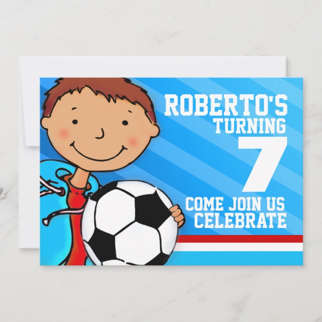 Invitación para el cumpleaños del fútbol infantil  (Anverso)
