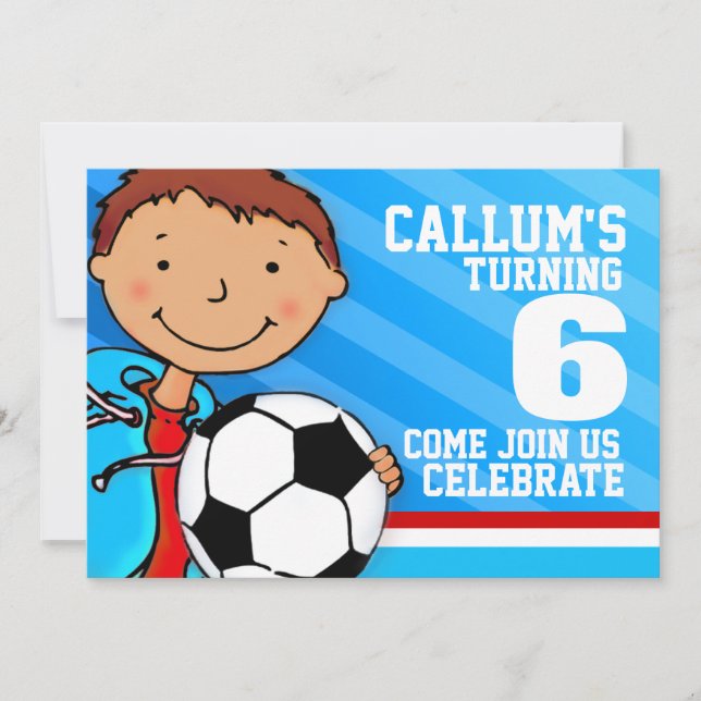 Invitación para el cumpleaños del fútbol infantil  (Anverso)