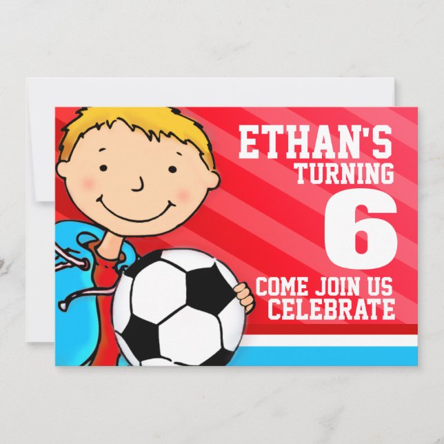 Invitación para el cumpleaños del fútbol infantil  (Anverso)