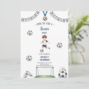 invitación para el cumpleaños del fútbol masculino
