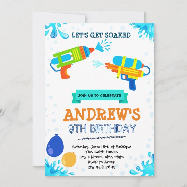 Invitación para el cumpleaños del grupo de pistola (Anverso)