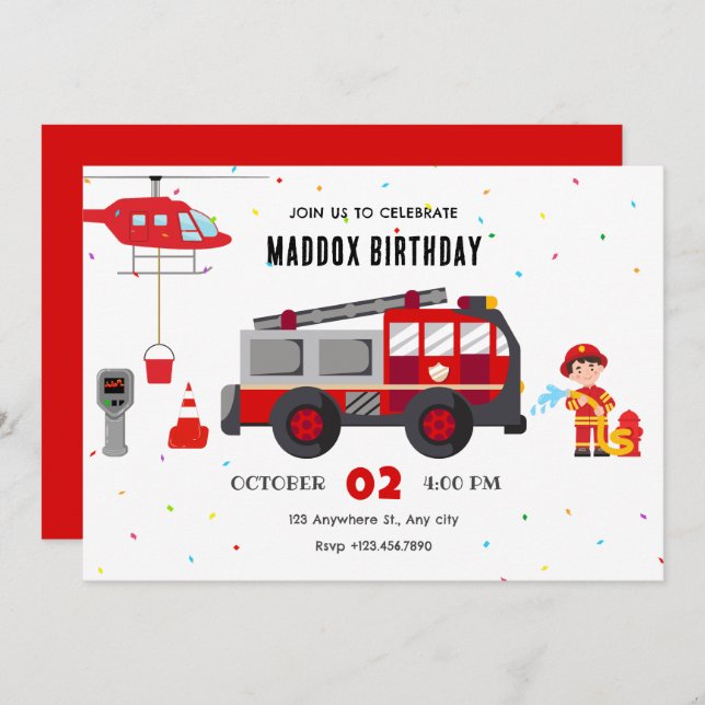 Invitación para el cumpleaños del helicóptero del  (Anverso / Reverso)