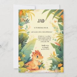 invitación para el cumpleaños del naranja dinosaur