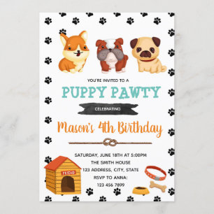 Invitación para el cumpleaños del perro lindo