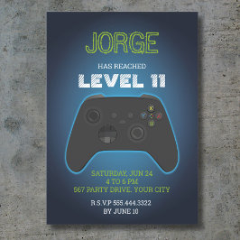 Invitación para el cumpleaños del videojuego azul