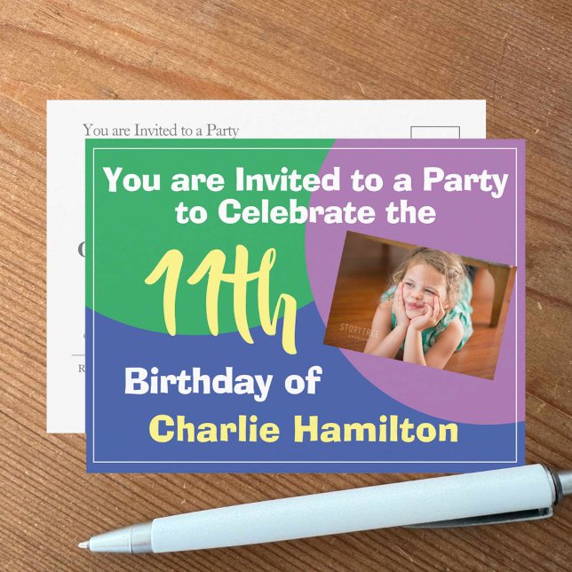 Invitación para el cumpleaños número 11 con postal (Subido por el creador)