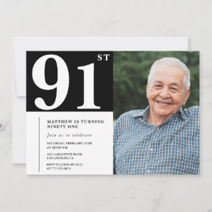 Invitación para el cumpleaños número 91 de hombres
