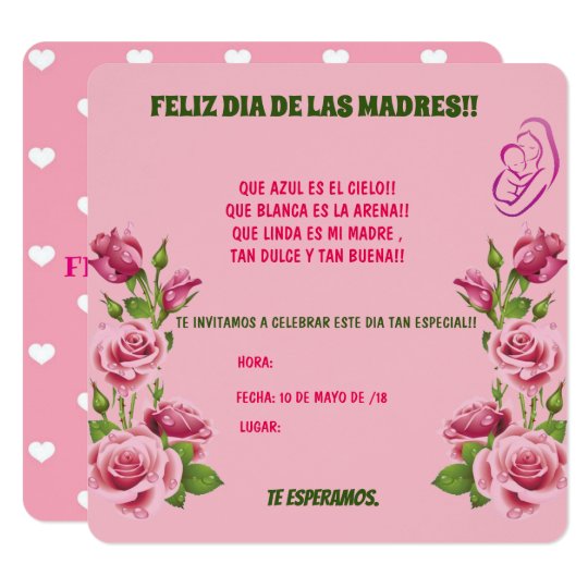 Invitacion Para El Dia De Las Madres Zazzlees 4801