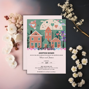 Invitación Para el hogar Pastel Heart Adopción Ducha para el 