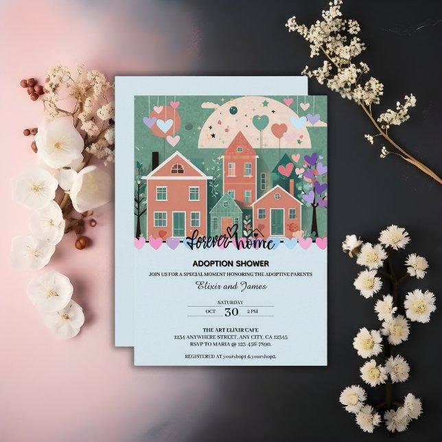 Invitación Para el hogar Pastel Heart Adopción Ducha para el  (Subido por el creador)