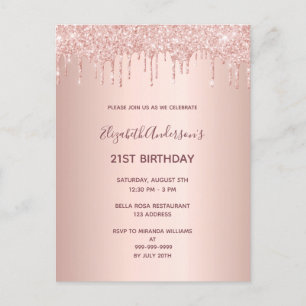 Invitación para el oro de la rosa de cumpleaños