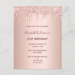 Invitación para el oro de la rosa de cumpleaños