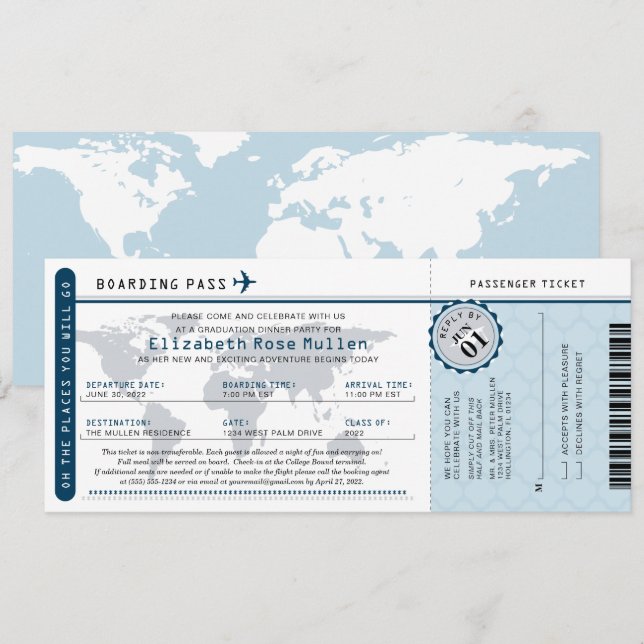 Invitación para el pase de graduación para viajero (Anverso / Reverso)