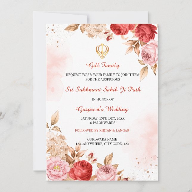 Invitación para el Path de Sukhmani Sahib, Invitac (Anverso)