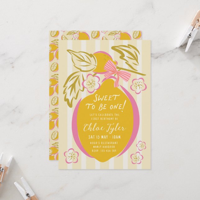 Invitación para el Primer Cumpleaños de la Dulce N (Anverso/Reverso In Situ)