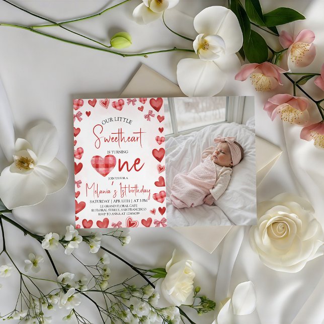 Invitación para el primer cumpleaños de Sweetheart (Subido por el creador)