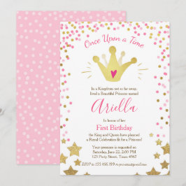 Invitación para el primer cumpleaños Princess Gold