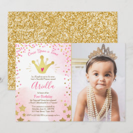 Invitación para el primer cumpleaños Princess Gold