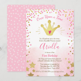 Invitación para el primer cumpleaños Princess Gold