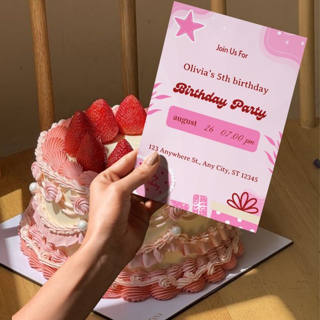 invitación para el quinto cumpleaños de niñas (Subido por el creador)